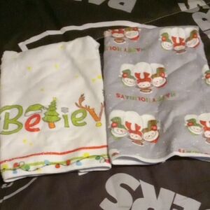 Festive Holiday Towels with Snowman and Christmas Tree Designs Kitchen Toweo